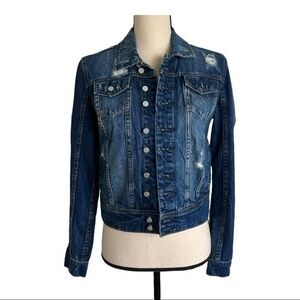 Blank NYC Blue Denim Distressed Crop Jean Jacket Size XS